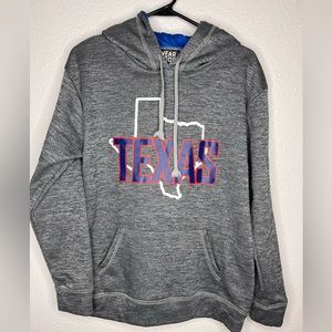 Grey Texas Pull Over Hoodie - size adult small - fleece lining